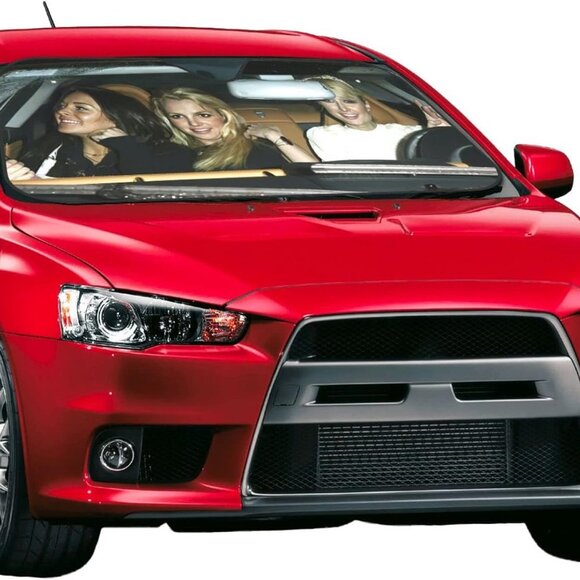 Windshield Sun Shade for Car Covers Blocks UV Paris Hilton Britney Spears Y2K - Picture 3 of 7
